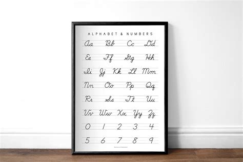 Cursive Handwriting Chart Minimalist Printable Alphabet ABC Poster Homeschool Resources PDF JPEG ...