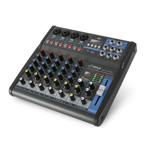 がございま Pyle Professional Audio Mixer Sound Board Console System Interface 4 Channel Digital USB ...