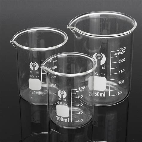 3pcs graduated borosilicate glass beaker 100ml 150ml 250ml set ...