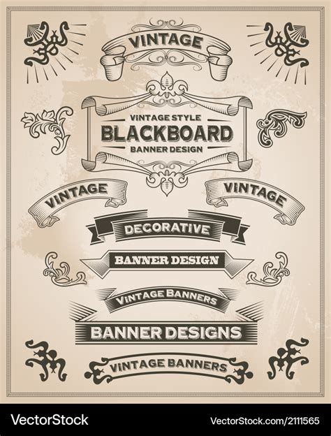 Vintage banner and ribbon set Royalty Free Vector Image