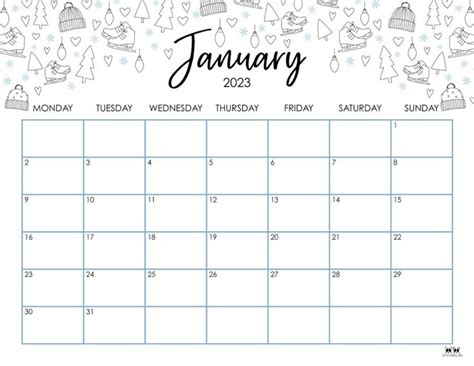 January 2023 Calendars - 50 FREE Printables | Printabulls | Free ...