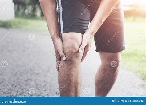 Runner Sport with Running Knee Injury Stock Image - Image of sport ...