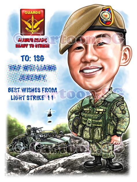 Army Guards Military Caricature Gift For Retirement – Caricature Artists Singapore, Cartoon.SG