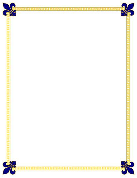 Fleur De Lis Gold and Blue Border | Page borders design, Scout mom, Border