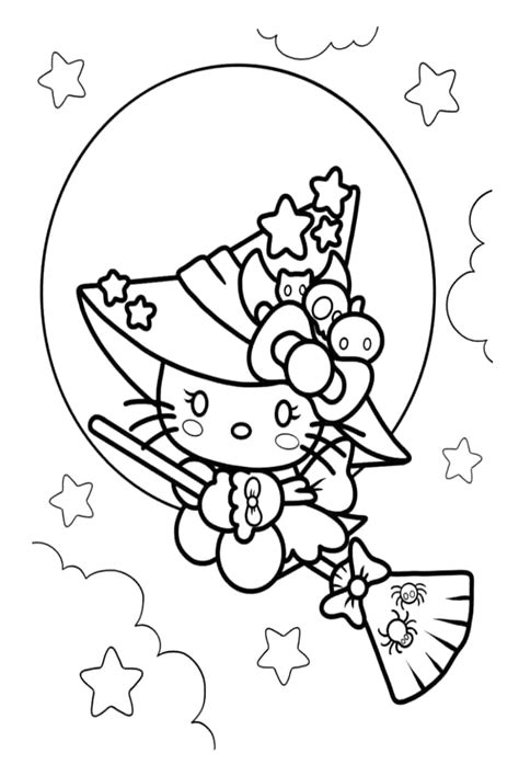 Hello Kitty Witch Coloring Page - Free Printable Coloring Pages