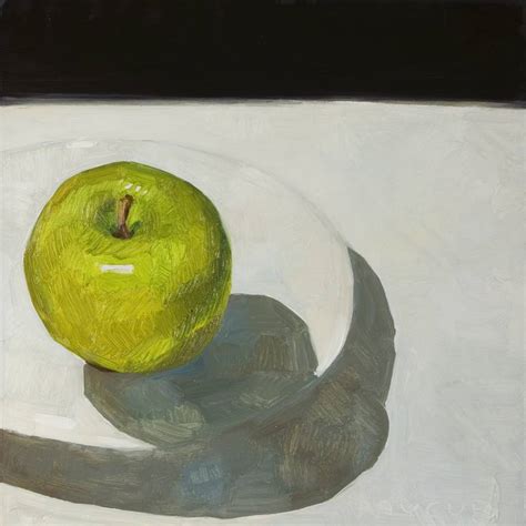 modern still life of green apple for fruit lovers Painting by olivier payeur | Saatchi Art