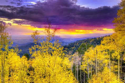 Sunset at Santa Fe Ski Basin Stock Image - Image of orange, aspens ...