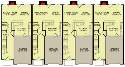 Plan 83132DC: Traditional Fourplex Multi-family House Plan | House plans, Town house floor plan ...