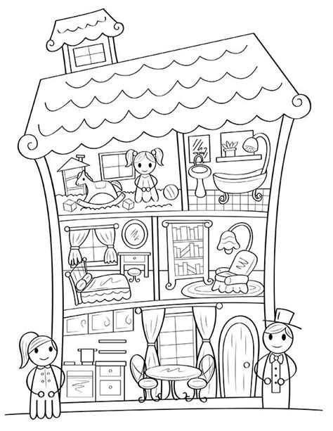 Printable Dollhouse Coloring Page