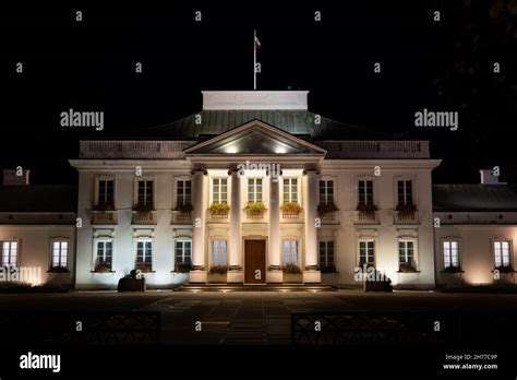 Belweder Palace in city of Warsaw in Poland, Neoclassical and Palladian style architecture, one ...