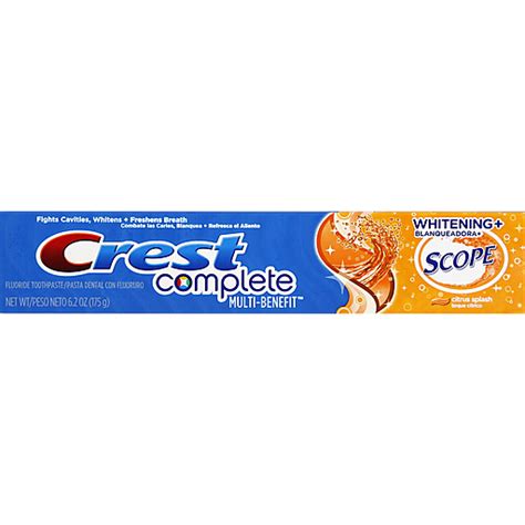 Crest Complete Toothpaste, Fluoride, Whitening + Scope, Citrus Splash ...