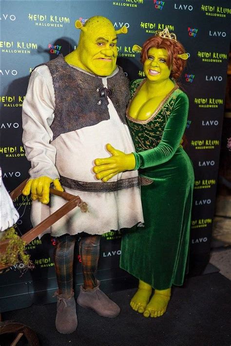 Heidi Klum as Princess Fiona and her boyfriend as Shrek on Stylevore