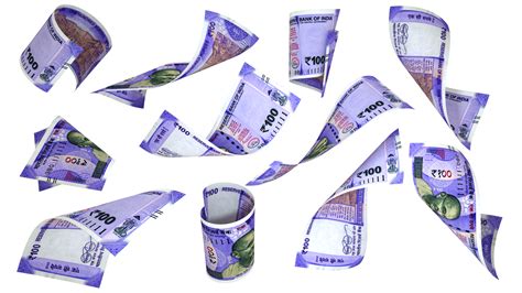 3D rendering of 100 Indian rupee notes flying in different angles and ...