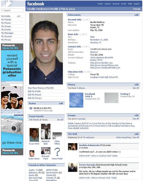 Facebook in 2006: | Old facebook, Facebook design, Facebook layout