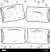 Children Pillows Collection Vector Black And White coloring page Stock  sketch template