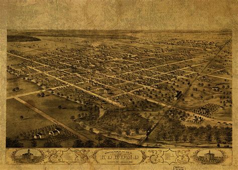 Kokomo Indiana Vintage City Street Map 1868 Mixed Media by Design Turnpike