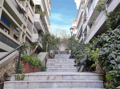 Kolonaki area in Athens stock photo. Image of stairway - 53871310