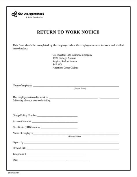 Hospital Work Note Template