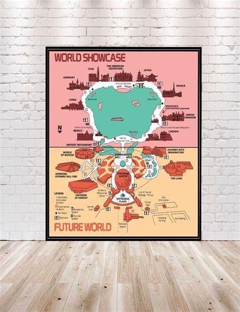 Epcot Map Poster Vintage Epcot Poster Vintage Disney Poster Disney World Poster World Showcase ...