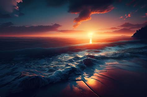 Premium AI Image | Stunning cinematic sunset over the sea Generative Ai