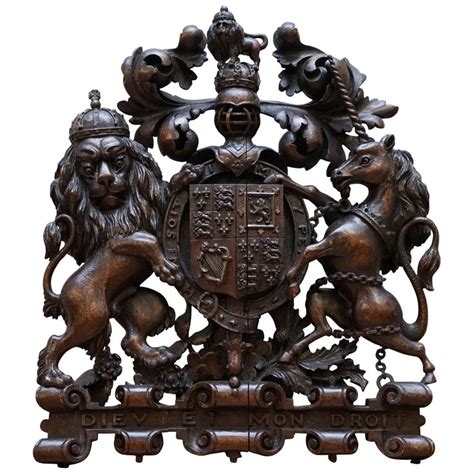 Hand Carved Charles II English Royal Coat of Arms 1660-1685 Armorial ...