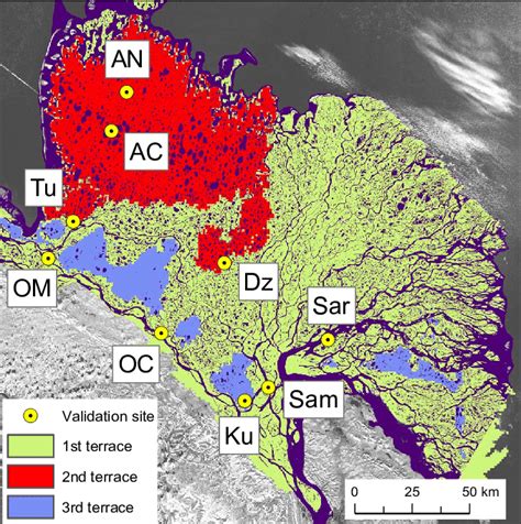 The Lena River delta with the three stratigraphic classes distinguished... | Download Scientific ...