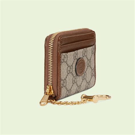 Keychain zip wallet in beige and ebony Supreme | GUCCI® US