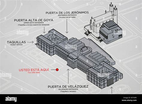 Overview, plan, entrances, buildings, Prado, museum, Madrid, Spain ...