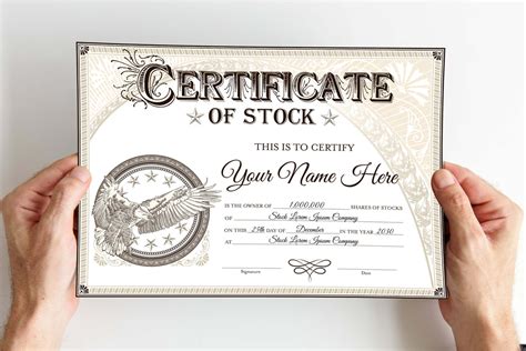 Customizable Certificate of Stock Vintage Style Template - Posh Park