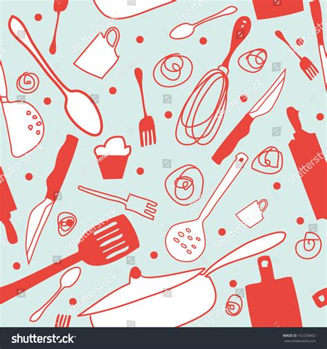 Seamless Cook Background Retro Kitchen Wallpaper Stock Vector (Royalty ...