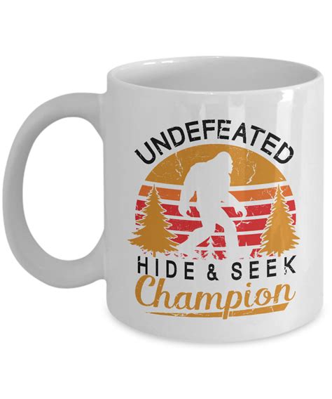 Vintage Bigfoot mugs Undefeated hide and seek champion coffee cups-Bigfoot Sasquatch Yeti ape ...