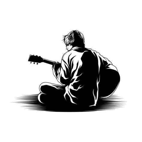 Illustration Sketch Boy Playing Guitar Drawing - love-my-little-world