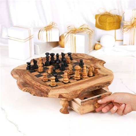 Custom Wooden Chess Set with Storage and Pieces - Artisraw