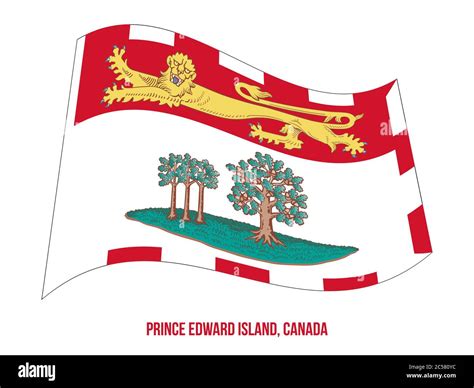 Prince Edward Island Flag Waving Vector Illustration on White Background. Provinces Flag of ...