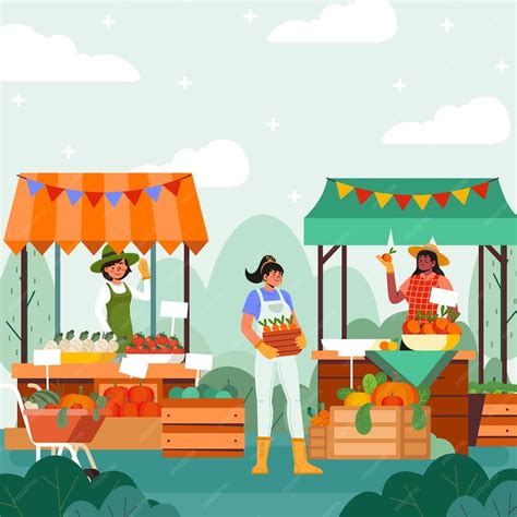 Premium Vector | Flat design farmers market illustration