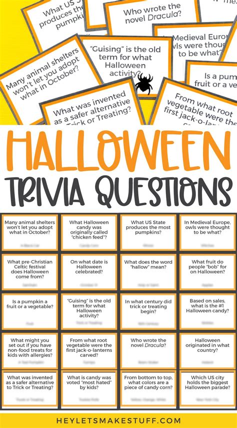 Free Printable Halloween Trivia - Hey, Let's Make Stuff | Halloween ...