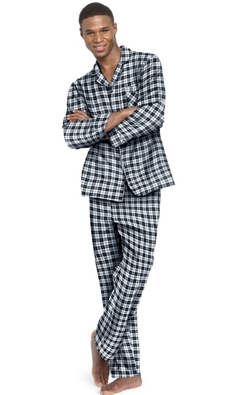 Hanes Men`s Flannel Pajamas, 0140/0140X, L, Black/Grey Plaid - Walmart.com