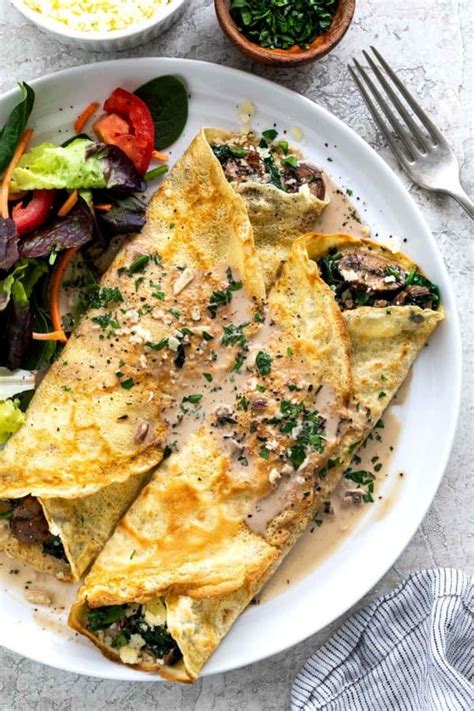 Mushroom Crepes with Spinach - Jessica Gavin