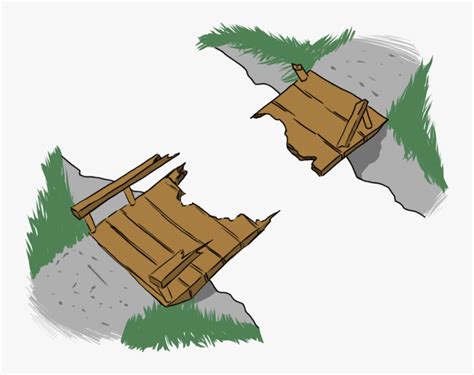 Cartoon Broken Bridge Clipart - Land to FPR