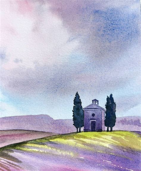 Tuscany Landscape Original Watercolor Painting 5.8 by | Etsy