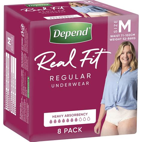 Depend Real Fit Incontinence Underwear Regular Women Medium 8 Pack | Woolworths