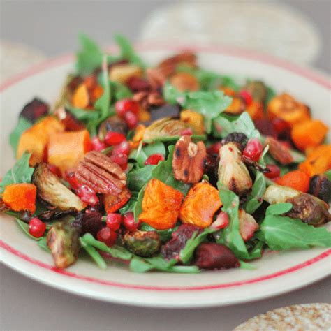 Roasted Root Vegetable Salad with Pomegranate Ginger Dressing