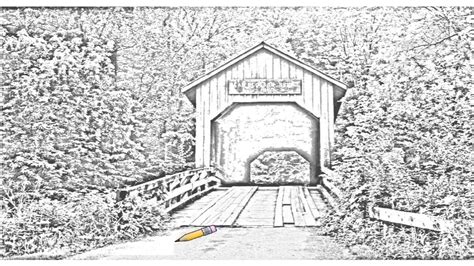 Covered Bridge Drawing at PaintingValley.com | Explore collection of ...