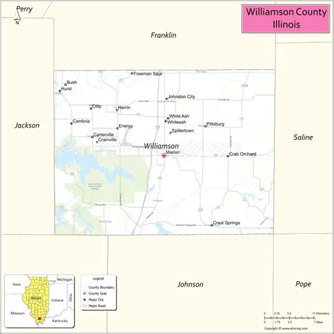 Williamson County Map, Illinois - Where is Located, Cities, Population, Highways & Facts