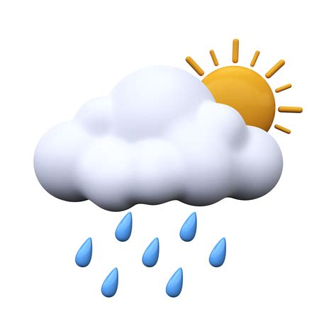 Sunny and rainy day. Weather forecast icon. Meteorological sign. 3D render 12066505 PNG