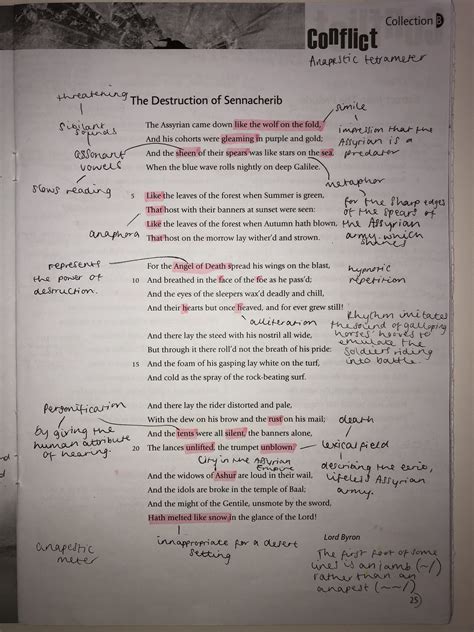 The Destruction of Sennacherib- GCSE Power and Conflict poem annotation ...