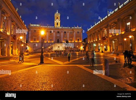 Piazza del Campidoglio at night, Capitoline Hill, Rome, Italy Stock Photo - Alamy