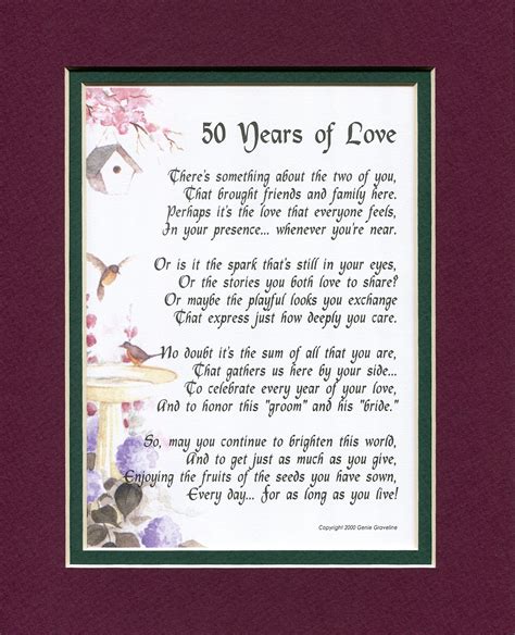 Genie's Poems - 50th Wedding Anniversary - Poem Gift Present 50th Wedding Anniversary - Double ...