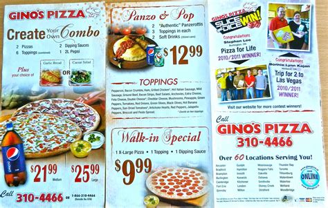 Gino's Pizza Menu, Menu for Gino's Pizza, Guelph, Guelph - Urbanspoon/Zomato