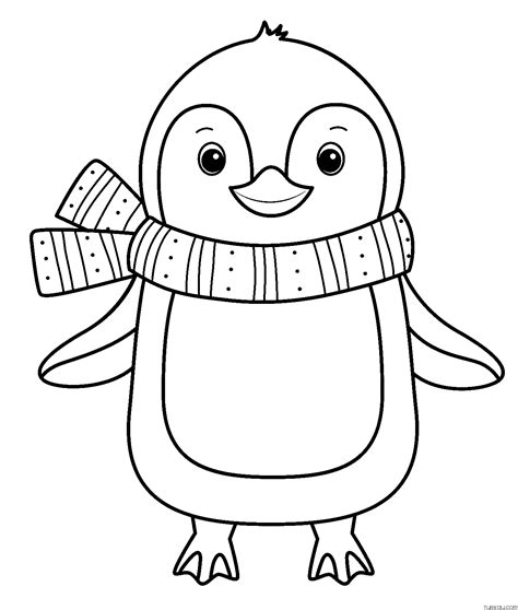 Happy Penguin Winter Coloring Page » Turkau